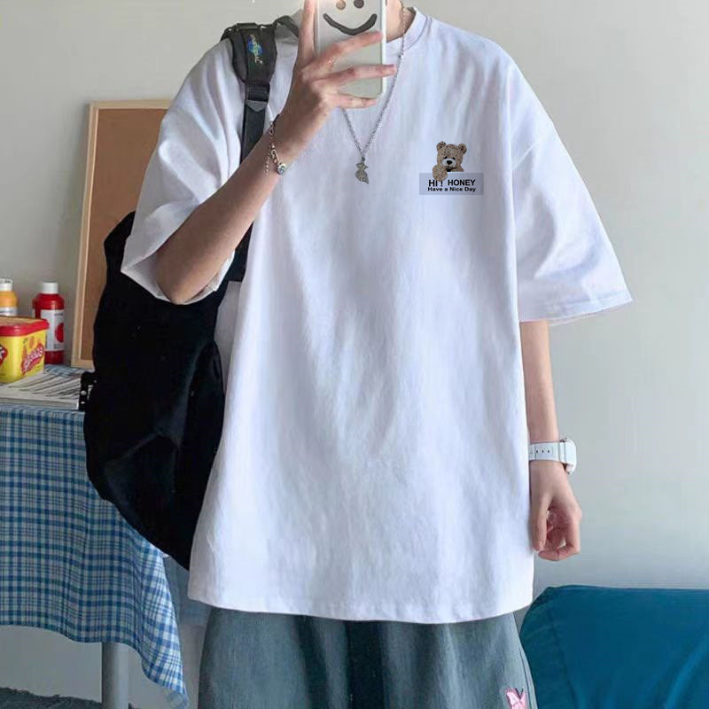 Cotton Short Sleeve Plus Size Loose Round Neck Print