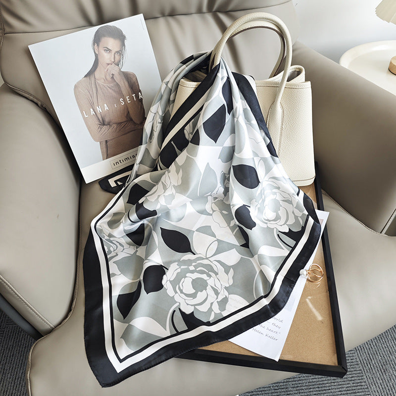 Good-looking Creative Women's Fresh Simple Floral Printed Square Scarf