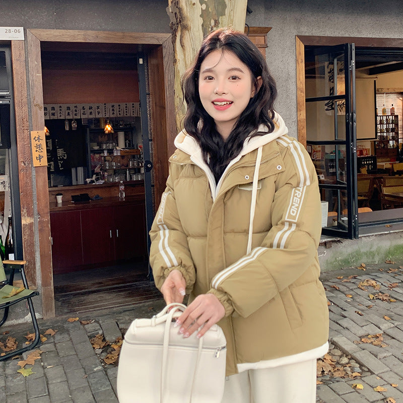 Contrast Color Thick Warm Korean Casual Cotton-padded Jacket