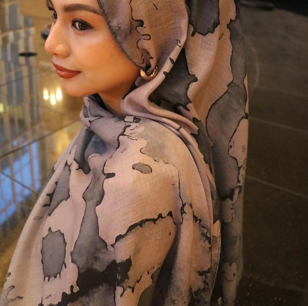 Watercolor Series Satin Polyester Ethnic Shawl