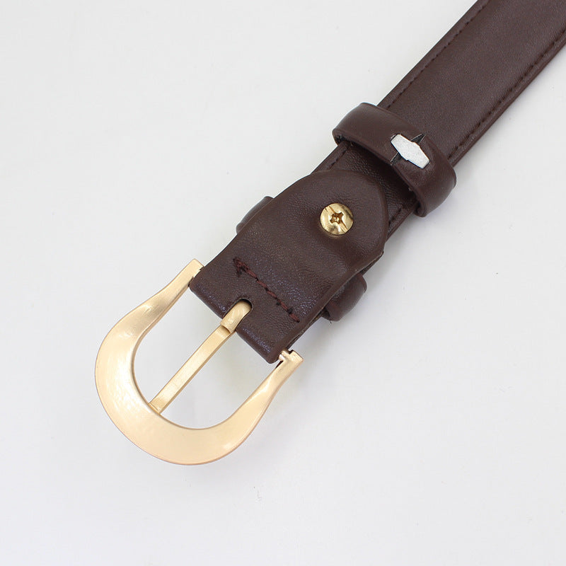 Semicircle Pin Buckle Belt Women's All-match Decorative Cow