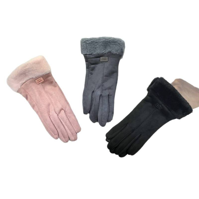 Women's Suede Thermal Gloves Korean Style Windproof