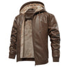 Men's Hooded Warm PU Leather Coat