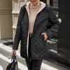 Mid-length Small Plaid Hooded Long-sleeved Warm Jacket