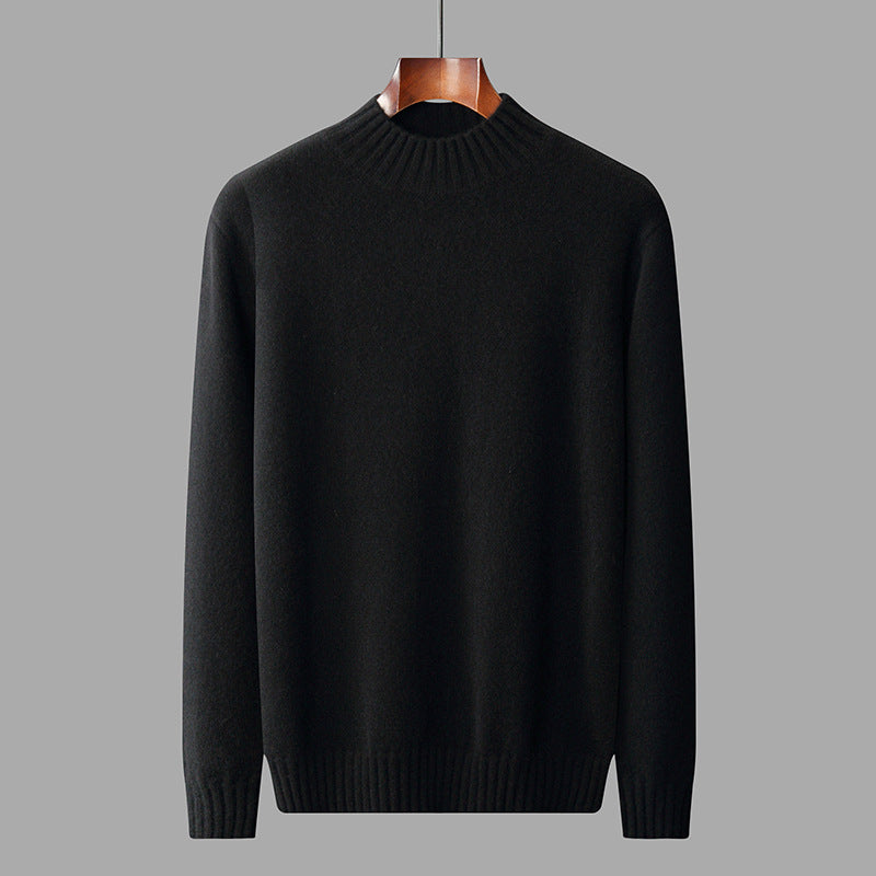 Men's Business-Casual Solid-Color All-Match Sweater With A Half-High Neck