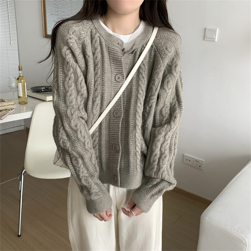 Gentle Soft Twist Knit Cardigan Women Loose Short