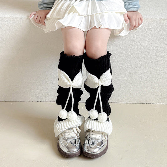 Lolita Bow Cute Knitting Wool Calf Socks