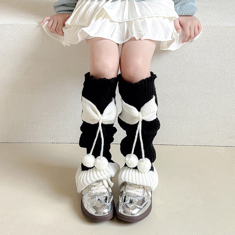 Lolita Bow Cute Knitting Wool Calf Socks