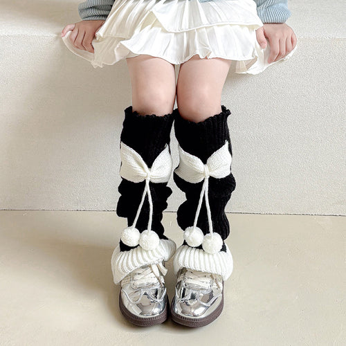 Lolita Bow Cute Knitting Wool Calf Socks