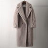 Women's Long Pink Wool Alpaca Fleecefiber Fur Coat