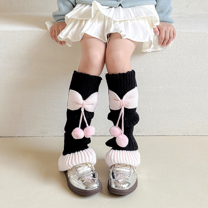 Lolita Bow Cute Knitting Wool Calf Socks
