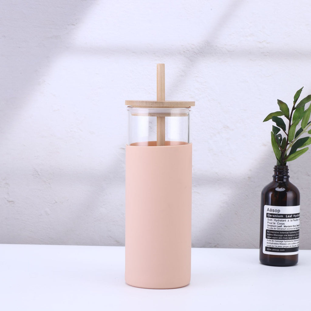 Drinking straw glass cup