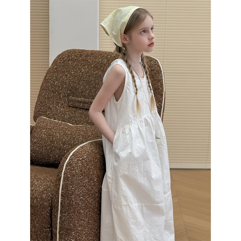 New Girls White Suspender French Dress