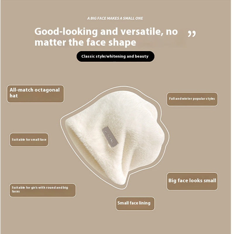Simple Mink Fur Pile Heap Cap Big Head Circumference Makes Face Look Smaller