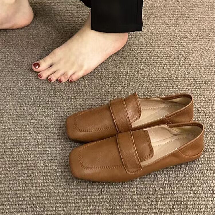 Womens French-style Retro Flat Casual Shoes