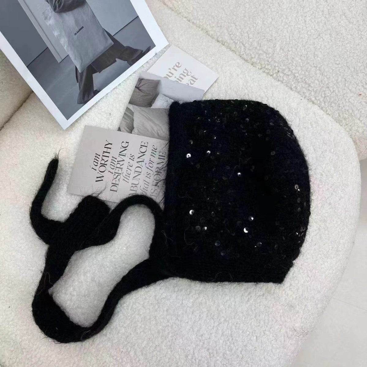 South Korea Designer Model Sequin Bag Cap Women