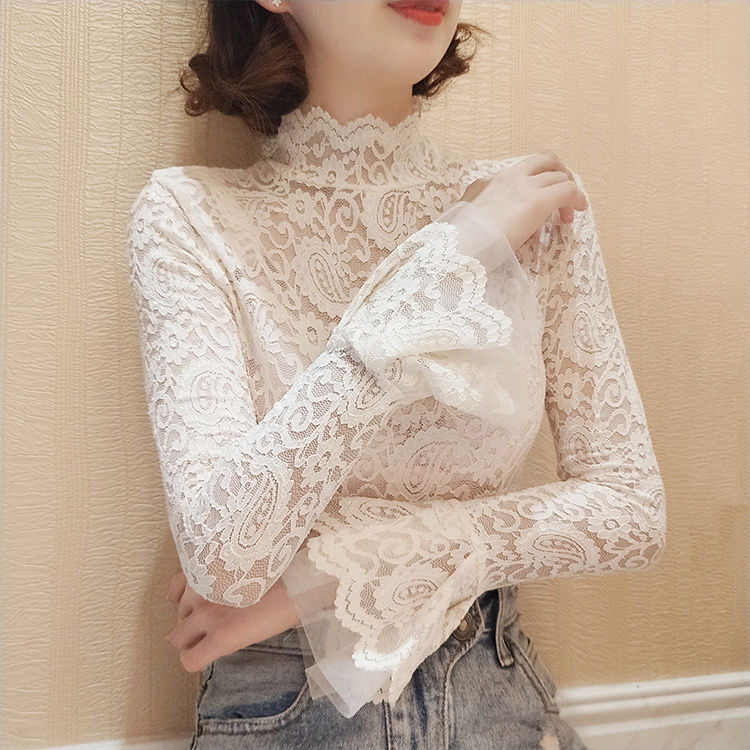 Fleece-lined Thickened Horn Lace Underwear Turtleneck