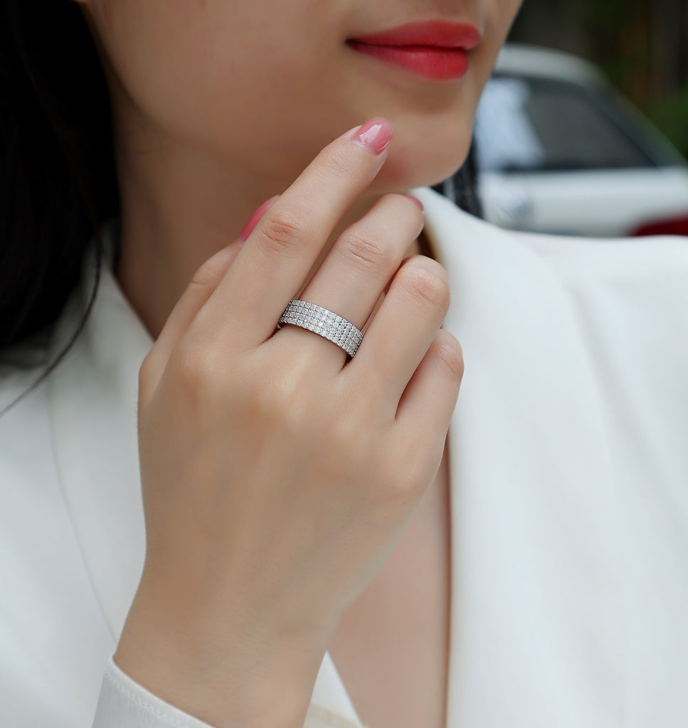 The Starry Night Sky - A Wedding Ring Set With Top-quality Moissanite S925 Silver And Platinum-plated Diamond Can Be Tested With A Diamond Pen