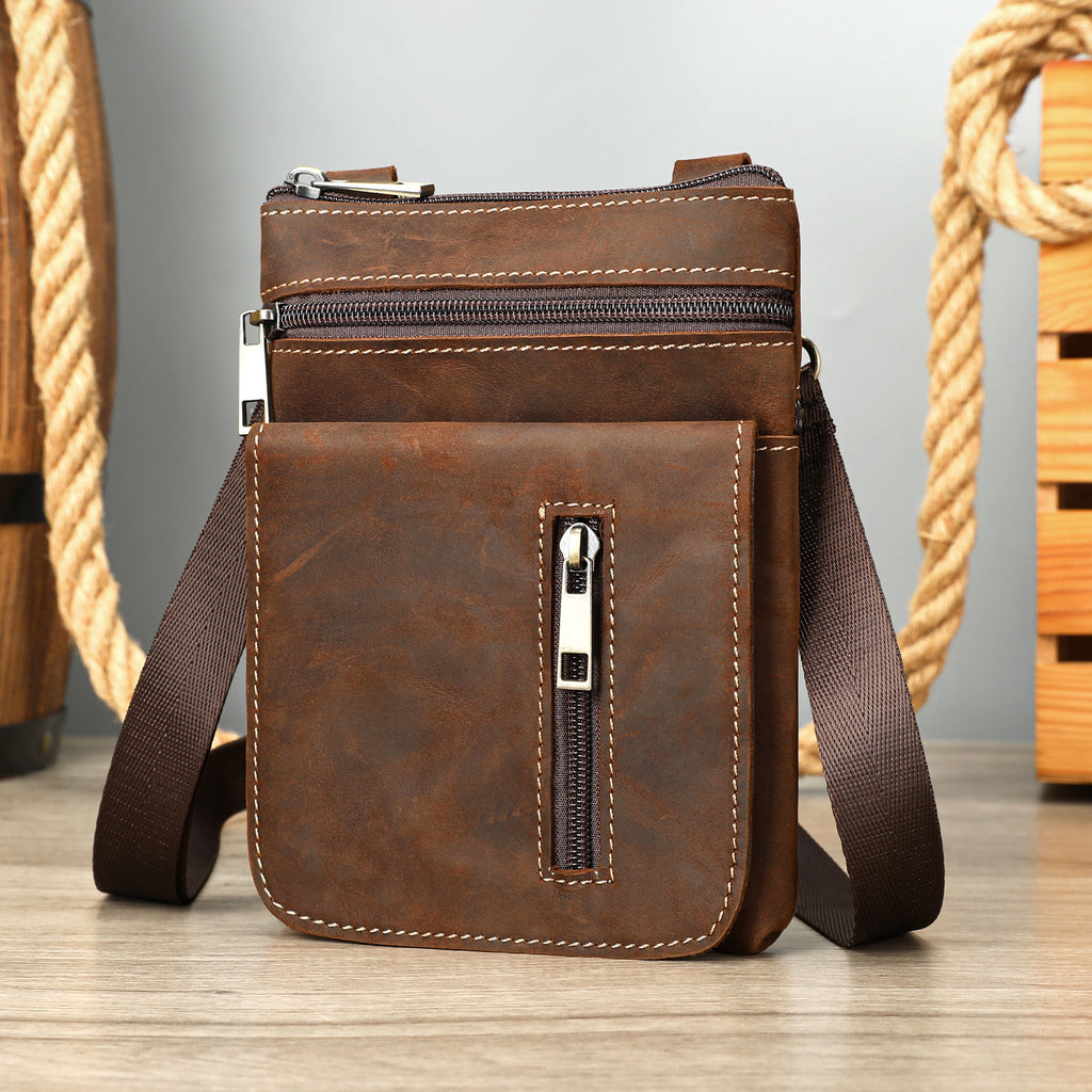 Retro First Layer Cowhide Crazy Horse Leather Crossbody Bag