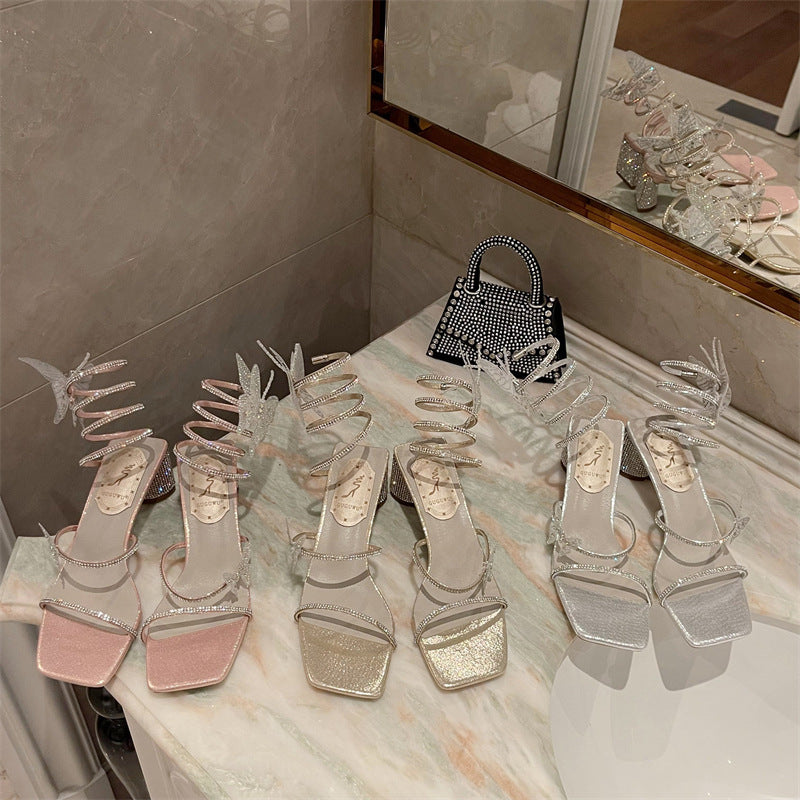 Women's High-heeled Sandals Open Toe Thin Heeled Shoes