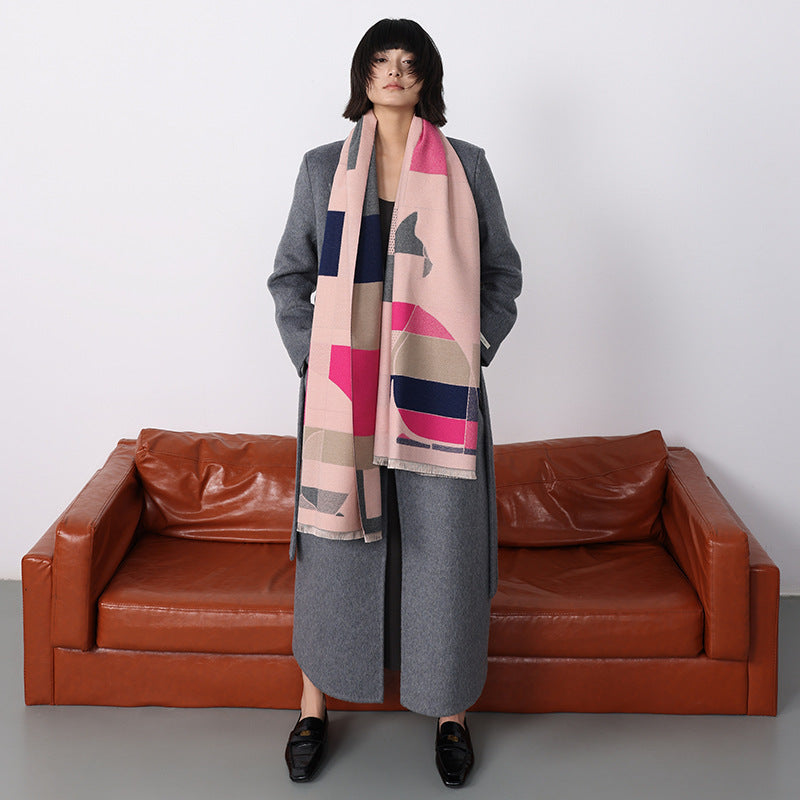 High-grade Elegant Shawl European And American Scarf Cashmere-like