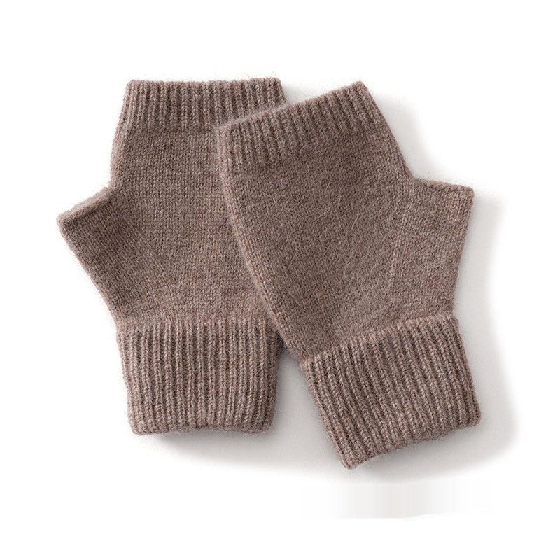 Australia Wool Warm Knitted Flat Flower Fingerless Cashmere Gloves