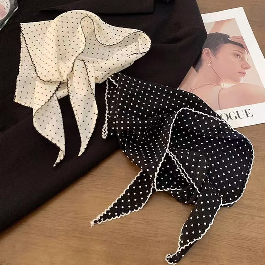 Women's Korean-style Polka Dot Scarf Triangular Binder Lace-up Waist Decorative Summer