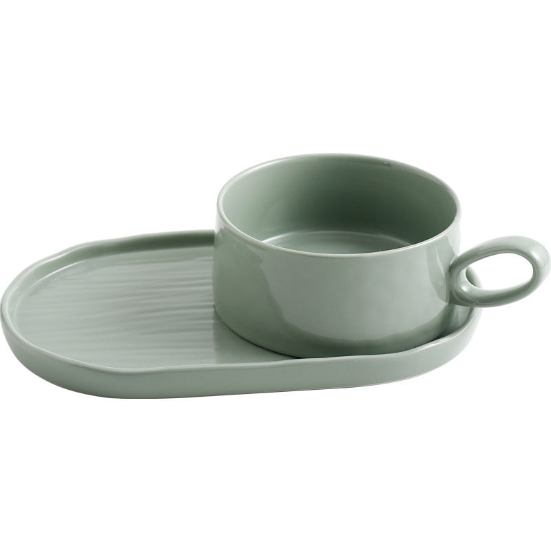 Breakfast Bowl Plate Set Cup And Saucer Salad With Handle Oatmeal Bowl Home Creative Tableware One Portion