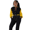 Women's Fashion Baseball Uniform Stitching Single-breasted Two-piece Suit