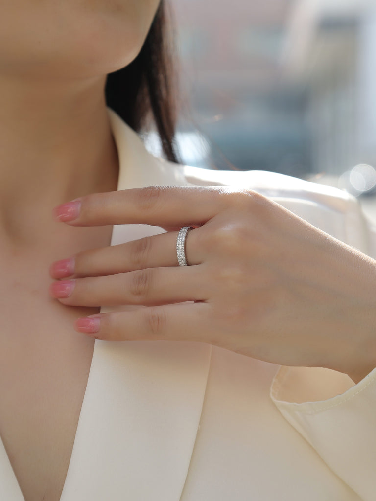 Dancing Gracefully - A Wedding Ring Set With Top-quality Moissanite S925 Silver And Platinum-plated Diamond. The Ring Can Be Tested With A Diamond Pen In Yellow Gold And Rose Gold