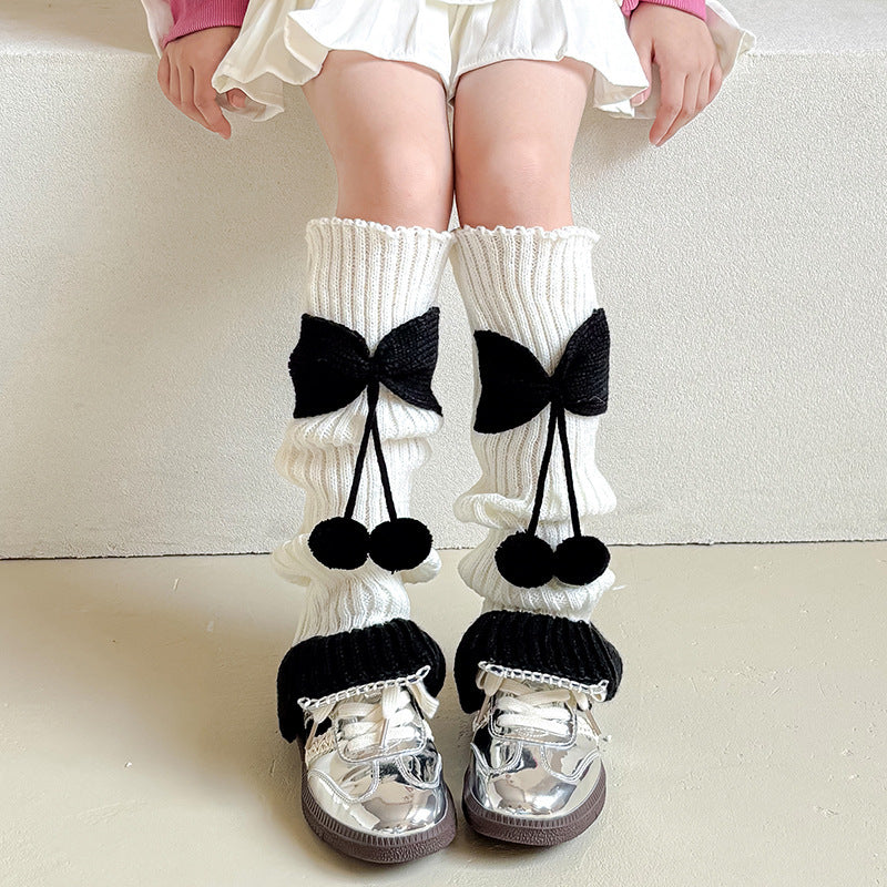 Lolita Bow Cute Knitting Wool Calf Socks