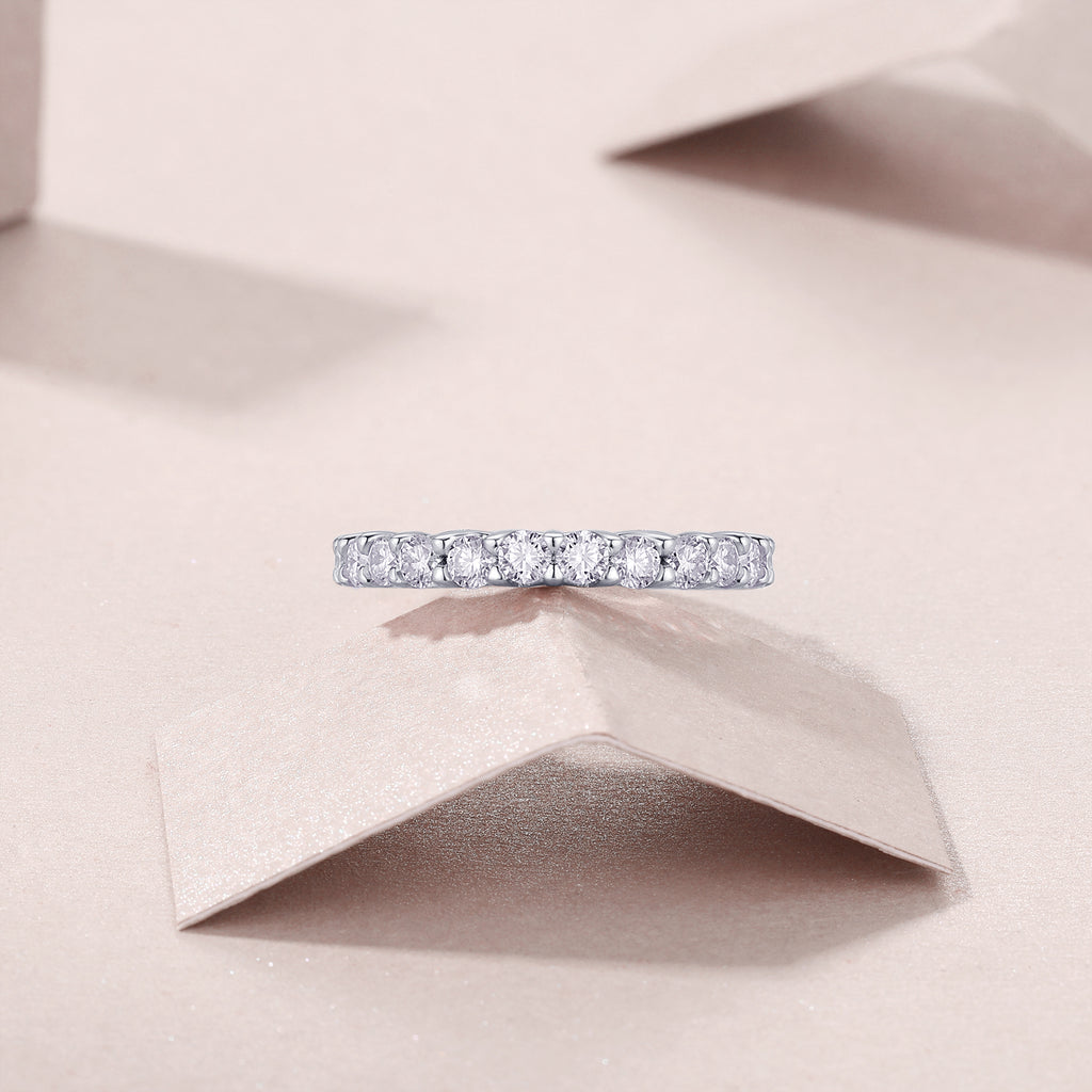 The Radiance - Set With Top-quality Moissanite S925 Silver And Platinum-plated Diamond Wedding Ring Can Be Inspected With A Diamond Pen