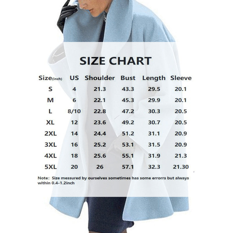 Plus Size Women's Solid Color Round Neck Button Coat - Oversized Hooded Wool-Like Long Coat For Fall&Winter