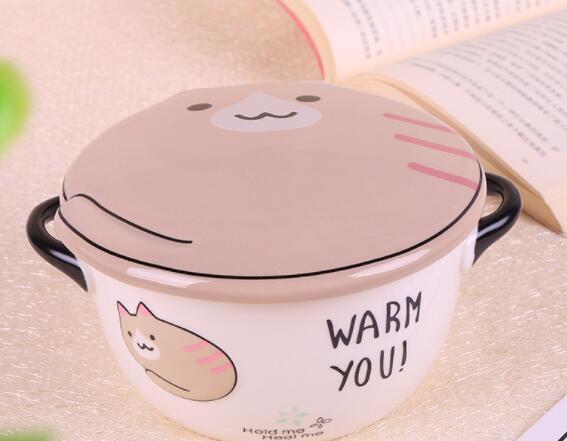 The new cartoonpottery and porcelain bowl creative tableware instant noodles household instant noodle bowl lunch box factory wholesale