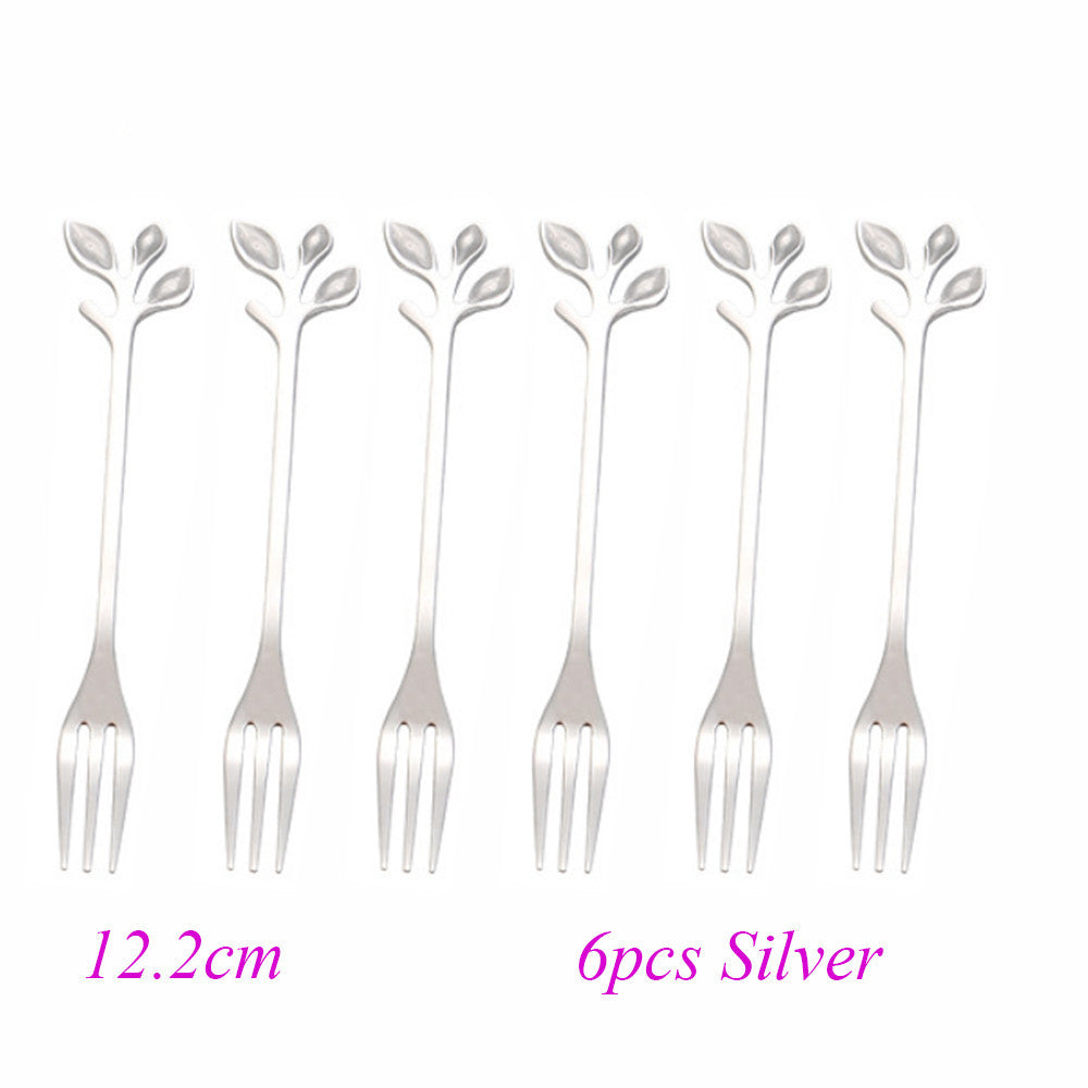 Leaf Dessert Fork Nordic Ice Cream Spoon Cake Spoon