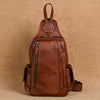 Vintage Men's Chest Crossbody Bag Genuine Leather Man Bag