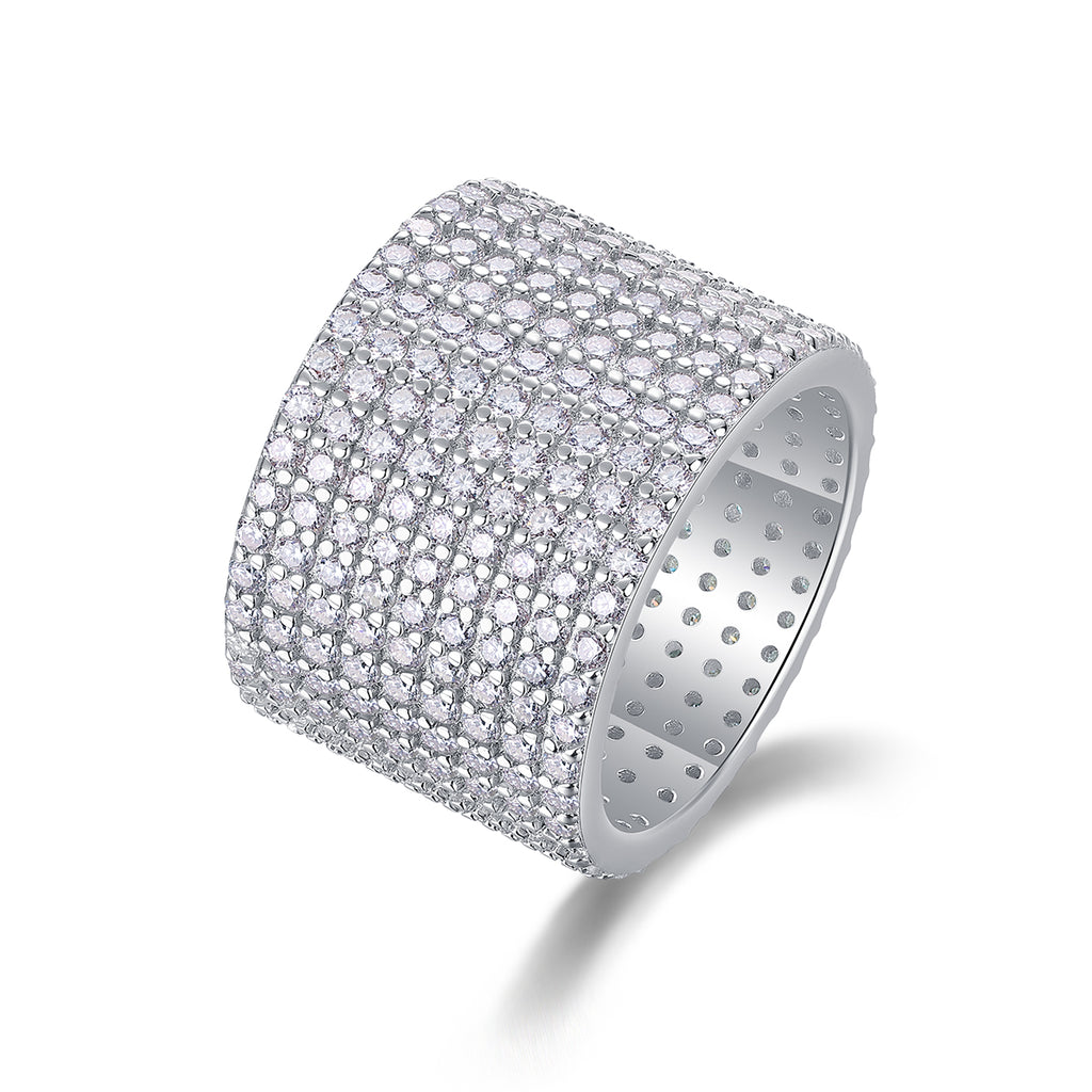 Bright Stars - A Wedding Ring Set With Top-quality Moissanite S925 Silver And Platinum-plated Diamond. The Ring Can Be Inspected With A Diamond Pen