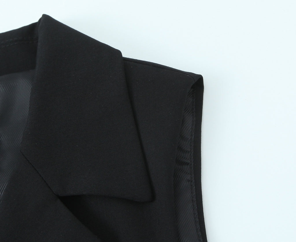 قميص ربيعي بلون موحد بدون أكمام، تصميم مستقيم، تنورة قصيرة فضفاضة للنساء