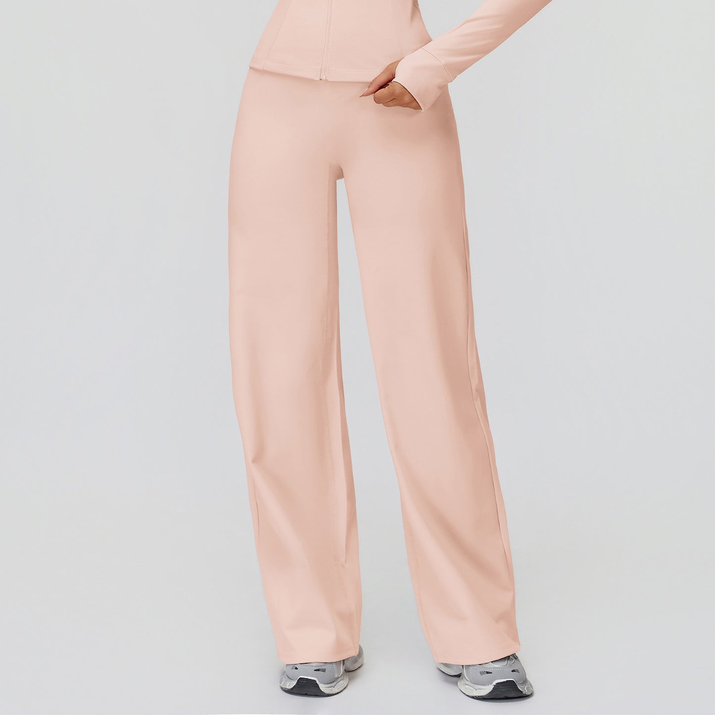 Casual Versatile Trousers Fleece-lined Keep Warm High Waist Wide-leg Trousers