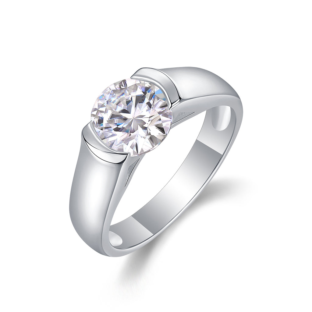 A Lifetime's Love - A Wedding Ring Set With Top-quality Moissanite S925, Silver And Platinum-plated. The Ring Can Be Tested With A Diamond Pen