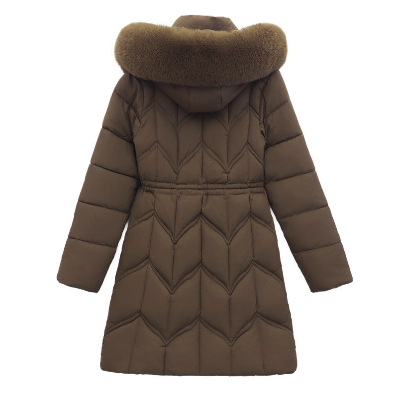Large Fur Collar Coat Mid-length Thickened Cotton Jacket