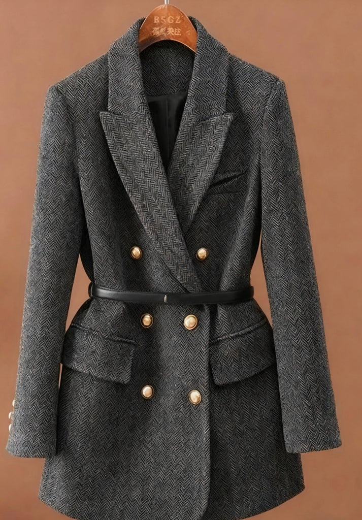 سترة بدلة مبطنة متطورة من قماش الصوف