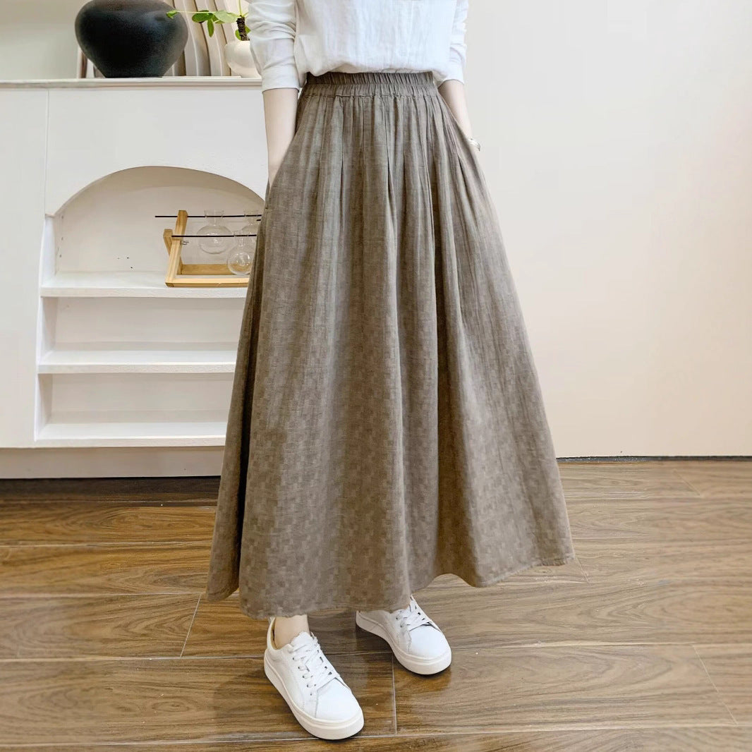 Womens Flared A-Line Artistic Retro High-Waisted Skirt