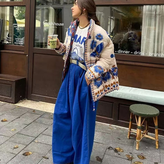 Women's Fashion Positioning Pattern Print Cotton-padded Jacket