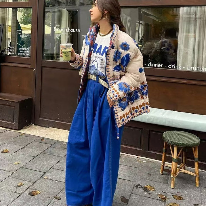 Women's Fashion Positioning Pattern Print Cotton-padded Jacket