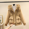 Women's Fashion Velvet Padded Thick Fur Coat