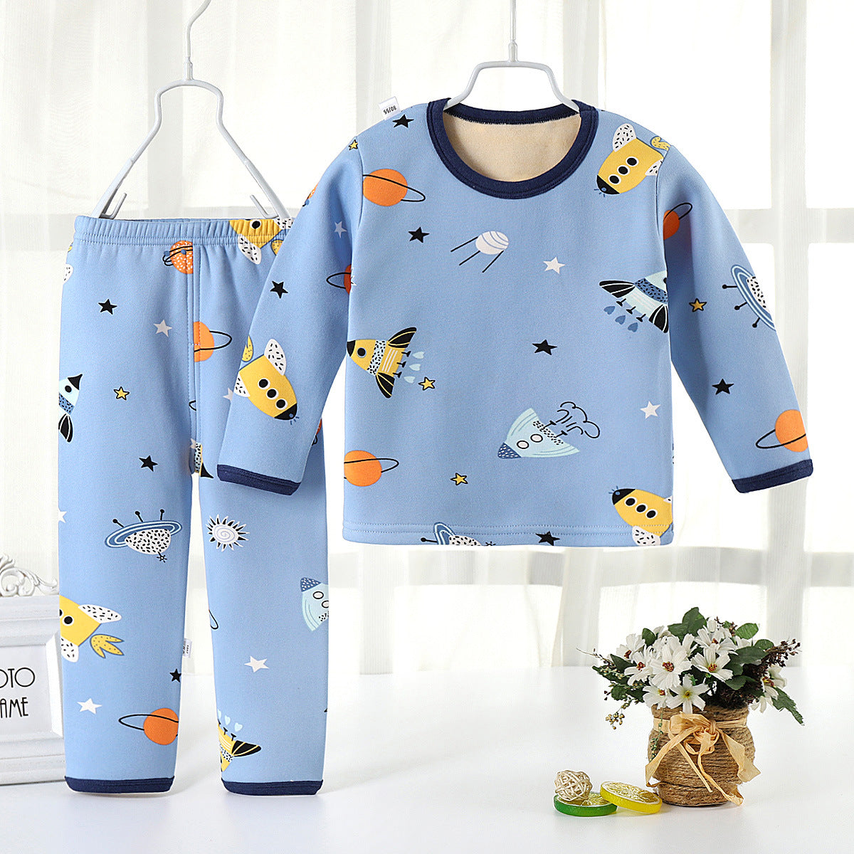 Children plus velvet thermal underwear suit winter thickening