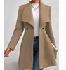 Slim-fit Long Fashion Lapel Women's Wool Coat