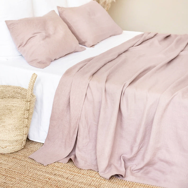 Nordic Style Linen Solid Color Single And Double Bed Sheets