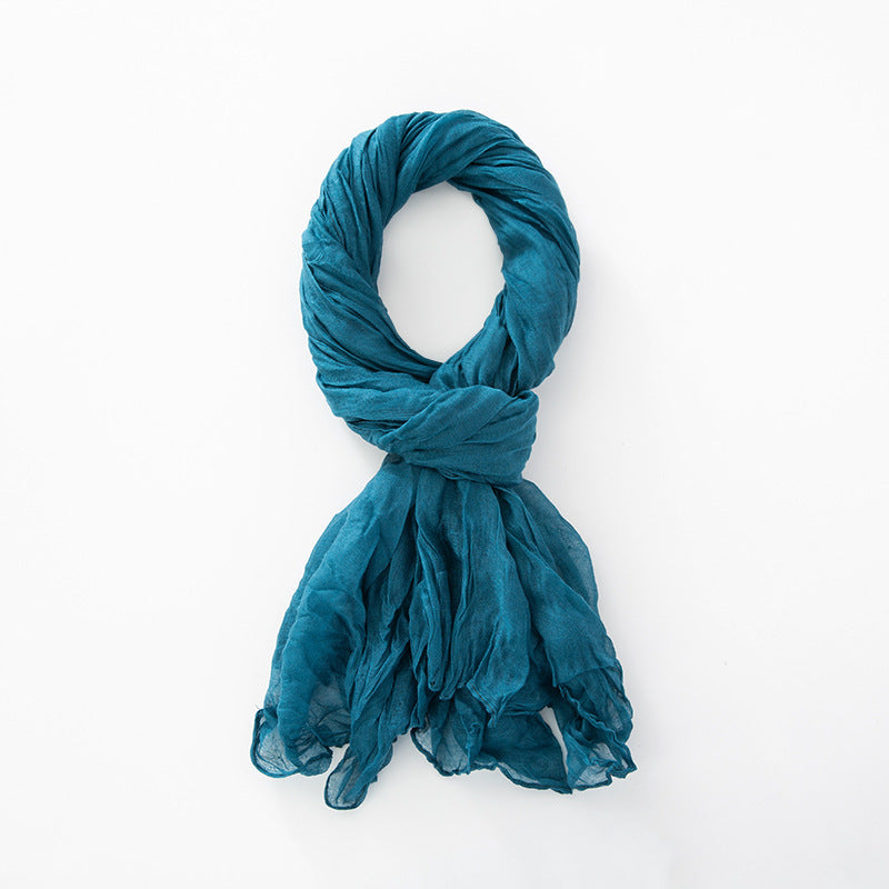 Women's Natural Wrinkle Pure Linen Scarf Shawl